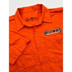 Men's M Red Kap‎ Just Let Me Do It! Short Sleeve Button Shirt Pockets Work Wear